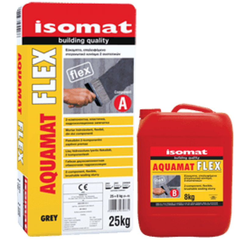 Хидроизолация двукомпонентна Aquamat Flex – 33 кг – сив – (Isomat)
