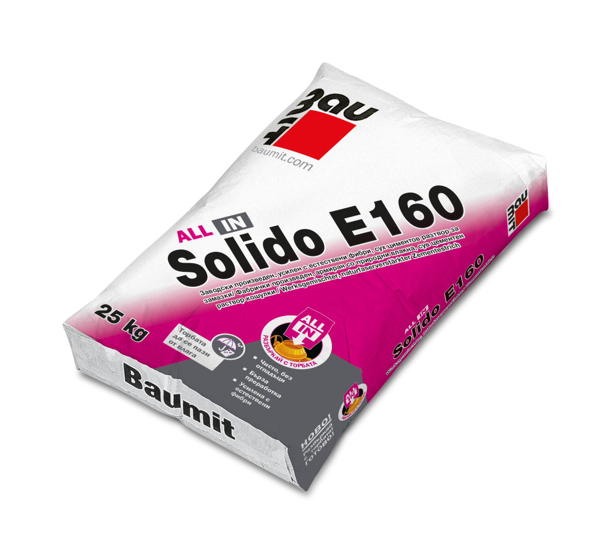 Замазка циментова Solido All In Е 160 – 25 кг. (Баумит)