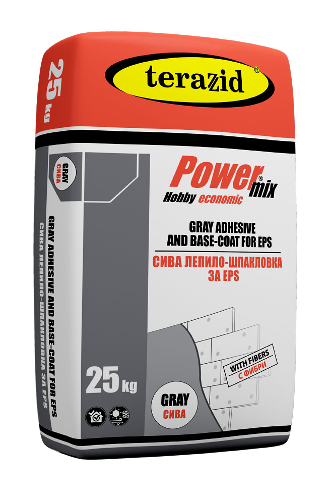 Лепилно – шпакловъчна смес за изолация EPS  Power Mix – 25 кг. Сива (Теразид)