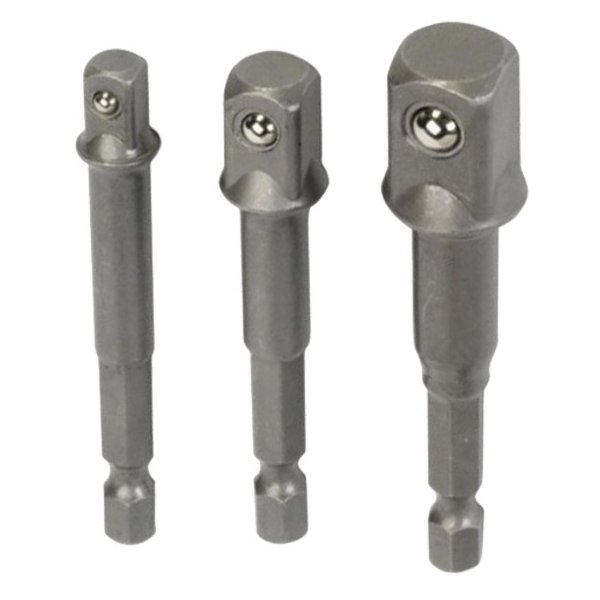 Адаптери от 1/4“ HEX на 1/4“, 3/8“, 1/2“ квадрат 3 бр. – (Raider)