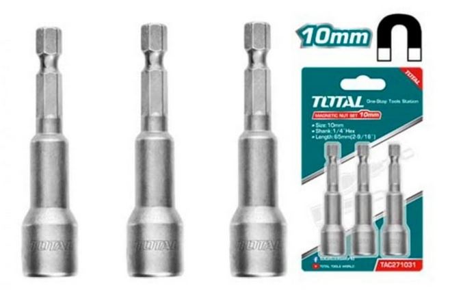 Накрайник за самопробивни винтове 10/65 мм 3 броя – (TOTAL)