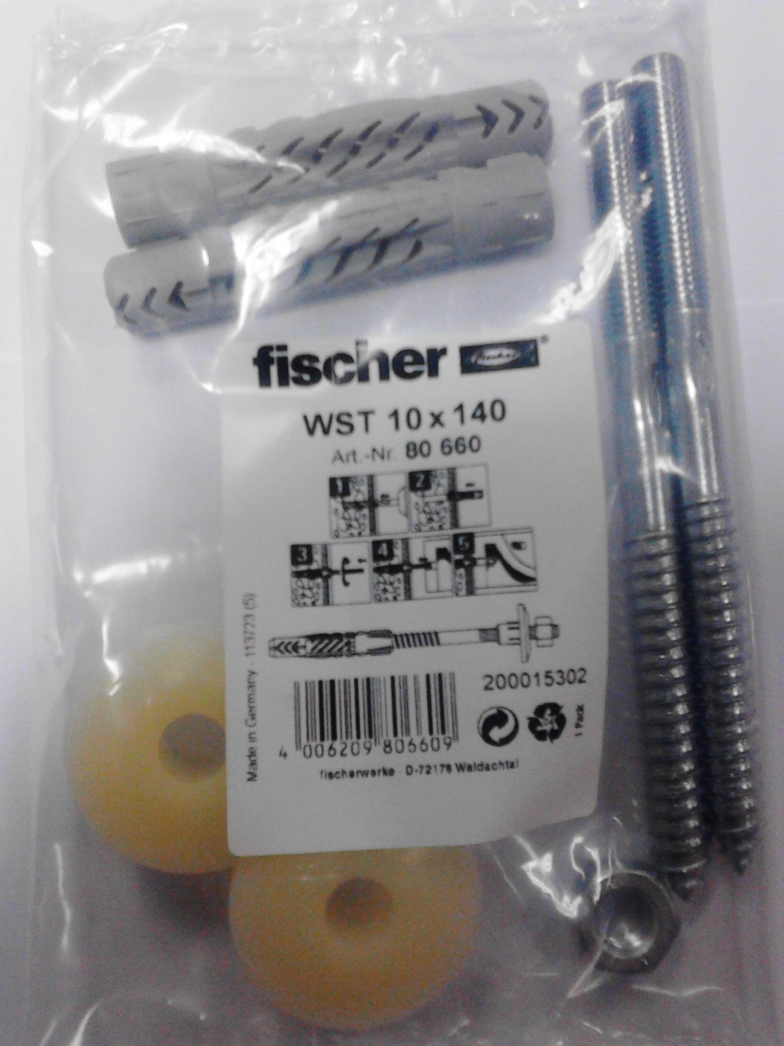 Комплект за монтаж на мивка WST 10/140 – блистер (Fischer)