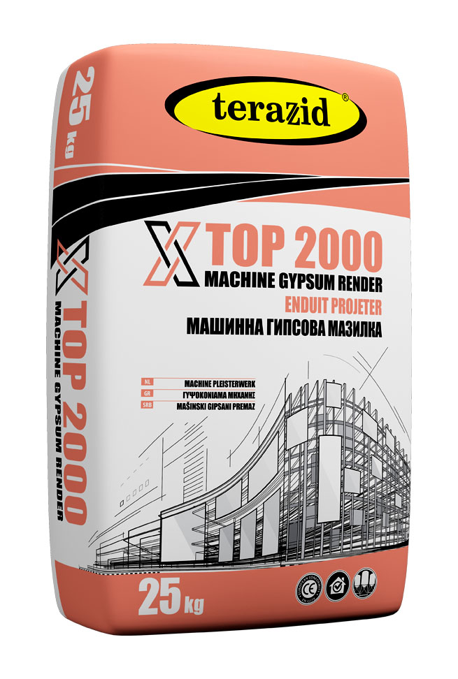 Мазилка гипсова машинна X – TOP 2000 – 25 кг. (Теразид)