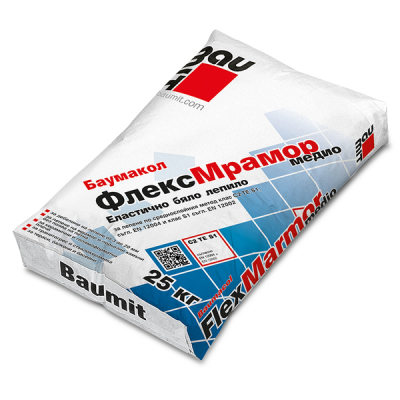 Лепило за плочки и камък C2TES1 Baumacol FlexMramor – 25 кг. Бяло (Баумит)