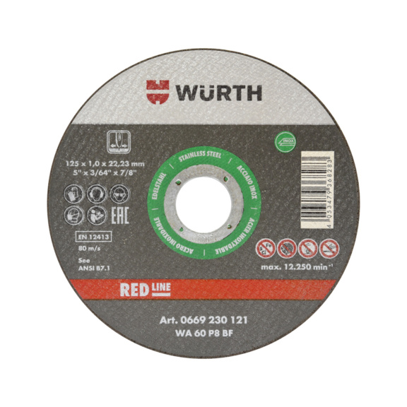 Диск метал 125/1.0/22мм Red Line INOX – (Wurth)