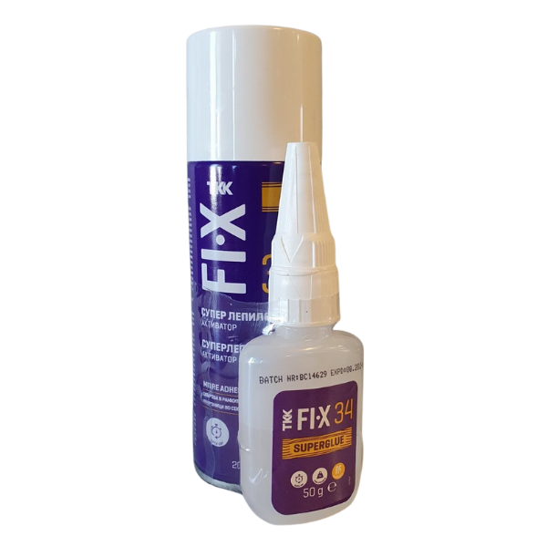 Лепило 50гр двукомпонентно + спрей 200мл активатор FIX34 – (ТКК)