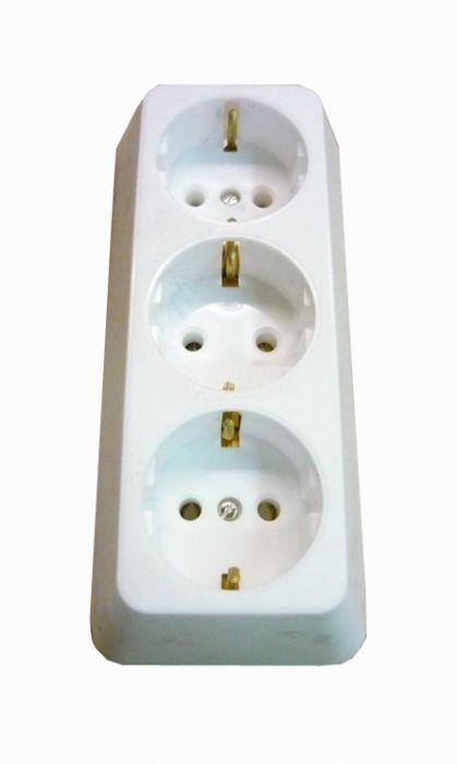 Разклонител троен – бял (бакелитов)