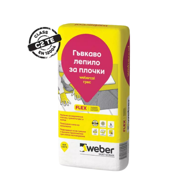 Лепило за плочки и камък С2ТЕ webercol грес F606 – 25 кг. Сиво (Weber)