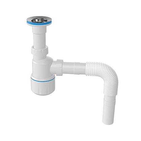 Сифон бутилков пластмасов с витло 1 1/4“ – (гъвкава връзка)