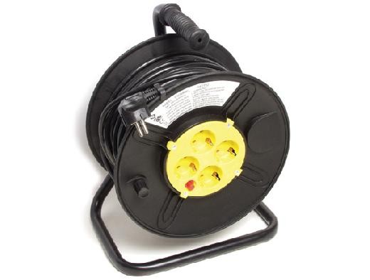 Макара с 4 гнезда 25 м. IP20 H05VV-F 3×2.5 черна – (Commel)